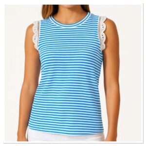 Lilly Pulitzer XL Lilly Pulitzer Lakelyn Bra Polo Upf 5 Amalfi Blue...